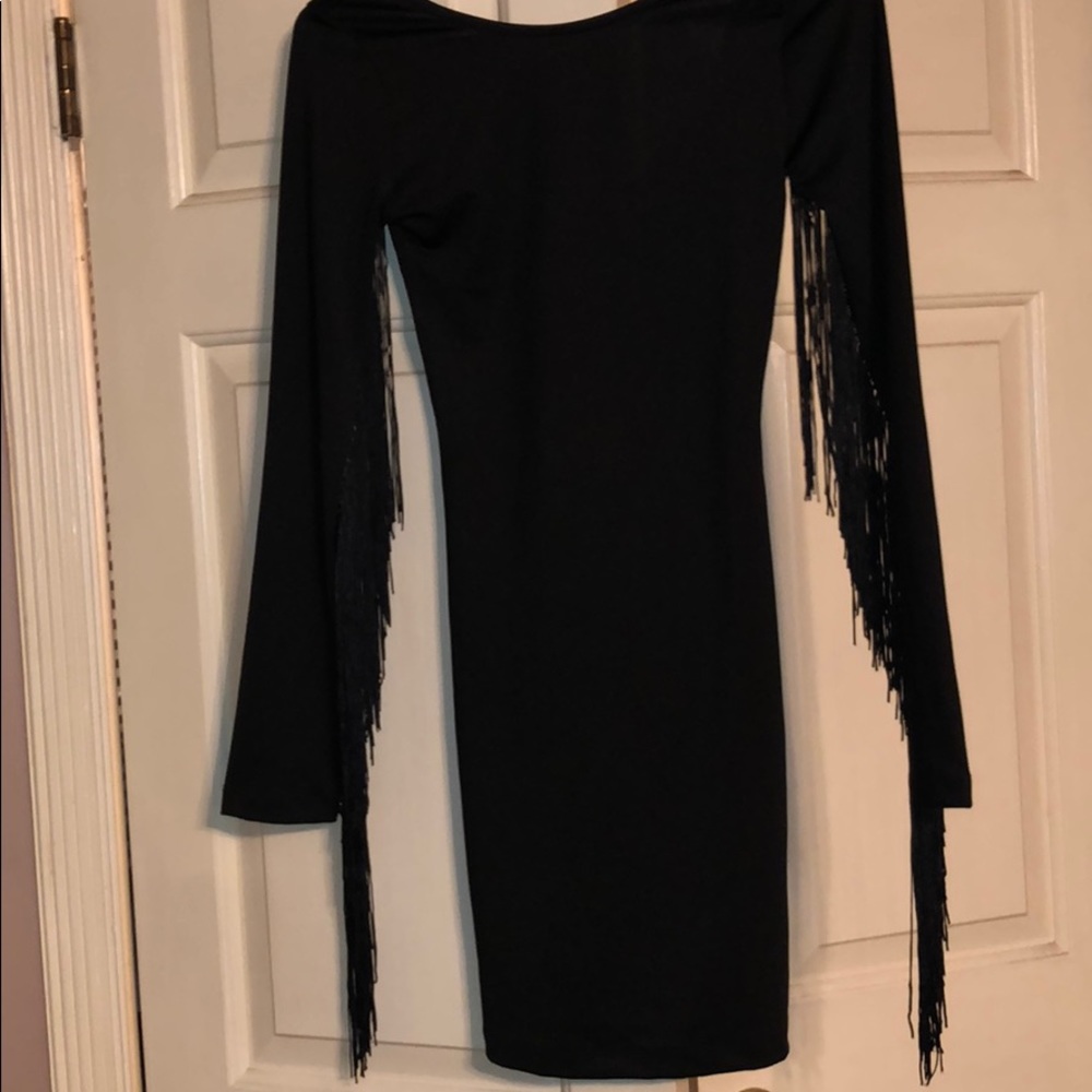 H&M DIVIDED black fringe dress size 4